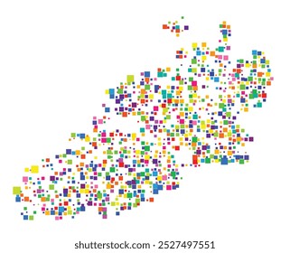 Mapa de símbolos do condado More og Romsdal (Noruega) mostrando o território com um padrão de quadrados coloridos distribuídos aleatoriamente de diferentes tamanhos