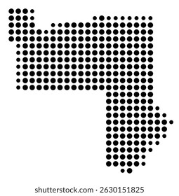 Symbol Map Of the County Muskogee (Oklahoma, US) showing the County with a few black dots