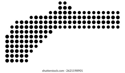 Symbol Map Of the County Nevada (California, US) showing the County with a few black dots