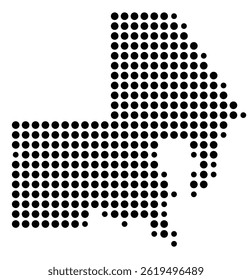 Symbol Map Of the County New Madrid (Missouri, US) showing the County with a few black dots