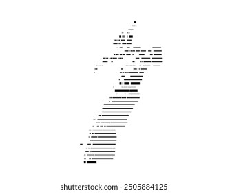 Symbol Map of the County Nordland (Norway) showing the territory with parallel black lines in different line thickness