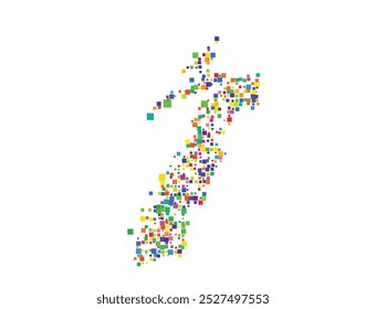 Symbol Map of the County Nordland (Norway) showing the territory with a pattern of randomly distributed colorful squares of different sizes