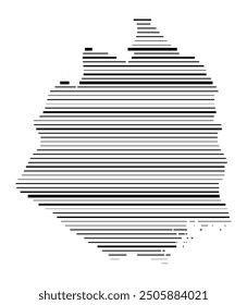 Symbol Map of the County Norrbotten (Sweden) showing the territory with parallel black lines in different line thickness