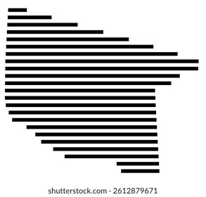Symbol Map of the County Nottoway (Virginia, US) showing the County with a few black horizontal lines