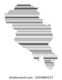 Symbol Map of the County Oppland (Norway) showing the territory with parallel black lines in different line thickness