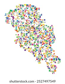 Mapa de símbolos do Condado de Oppland (Noruega) mostrando o território com um padrão de quadrados coloridos distribuídos aleatoriamente de diferentes tamanhos