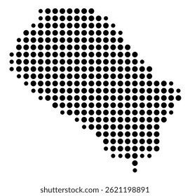 Symbol Map Of the County Orange (California, US) showing the County with a few black dots