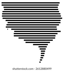 Symbol Map of the County Orange (Texas, US) showing the County with a few black horizontal lines