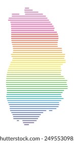 Symbol Map of the County Orebro (Sweden) showing the territory with horizontal parallel lines in rainbow colors
