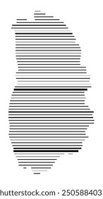 Symbol Map of the County Orebro (Sweden) showing the territory with parallel black lines in different line thickness