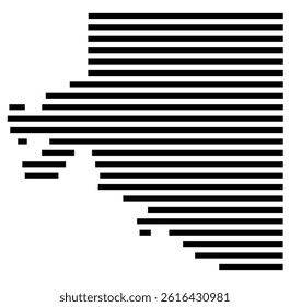 Symbol Map of the County Osage (Oklahoma, US) showing the County with a few black horizontal lines