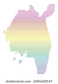 Symbol Map of the County Ostfold (Norway) showing the territory with horizontal parallel lines in rainbow colors