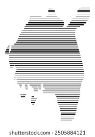 Symbol Map of the County Ostfold (Norway) showing the territory with parallel black lines in different line thickness