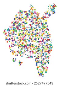 Symbol Map of the County Ostfold (Norway) showing the territory with a pattern of randomly distributed colorful squares of different sizes