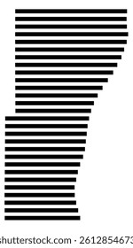 Symbol Map of the County Ozaukee (Wisconsin, US) showing the County with a few black horizontal lines