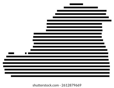 Symbol Map of the County Patrick (Virginia, US) showing the County with a few black horizontal lines