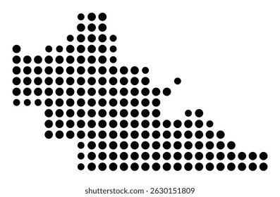 Symbol Map Of the County Pawnee (Oklahoma, US) showing the County with a few black dots