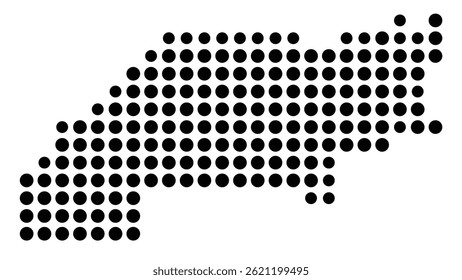 Symbol Map Of the County Perry (Arkansas, US) showing the County with a few black dots