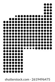 Symbol Map Of the County Phelps (Missouri, US) showing the County with a few black dots