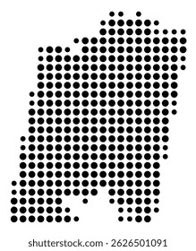 Symbol Map Of the County Pittsylvania (Virginia, US) showing the County with a few black dots