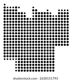 Symbol Map Of the County Pontotoc (Oklahoma, US) showing the County with a few black dots