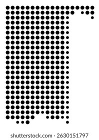 Symbol Map Of the County Pottawatomie (Oklahoma, US) showing the County with a few black dots