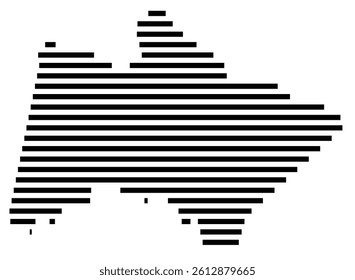 Symbol Map of the County Powhatan (Virginia, US) showing the County with a few black horizontal lines