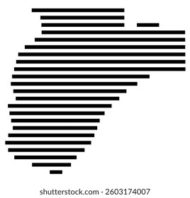 Symbol Map of the County Pulaski (Illinois) showing the County with a few black horizontal lines