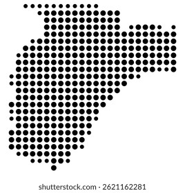 Mapa simbólico del condado de Pulaski (Illinois, Estados Unidos) que muestra el condado con algunos puntos negros