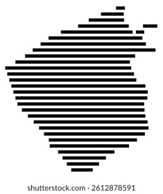 Symbol Map of the County Pulaski (Virginia, US) showing the County with a few black horizontal lines