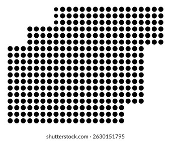 Symbol Map Of the County Pushmataha (Oklahoma, US) showing the County with a few black dots