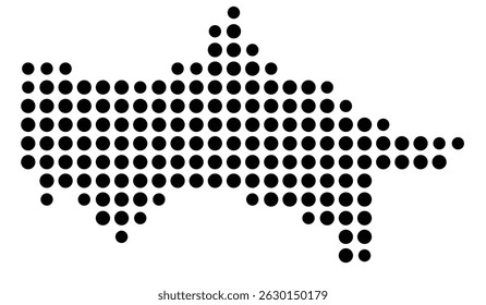 Symbol Map Of the County Putnam (Tennessee, US) showing the County with a few black dots