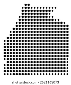 Symbolkarte der Grafschaft Quitman (Georgia, USA), die die Grafschaft mit einigen schwarzen Punkten zeigt