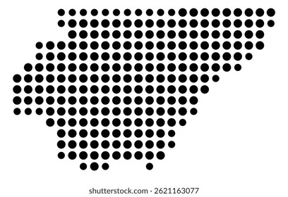 Symbol Map Of the County Rabun (Georgia, US) showing the County with a few black dots