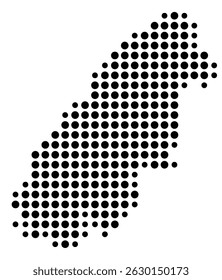 Symbol Map Of the County Rhea (Tennessee, US) showing the County with a few black dots