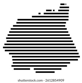 Symbol Map of the County Ritchie (West Virginia, US) showing the County with a few black horizontal lines