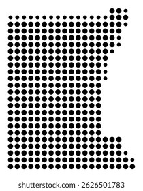 Symbol Map Of the County Rusk (Texas, US) showing the County with a few black dots