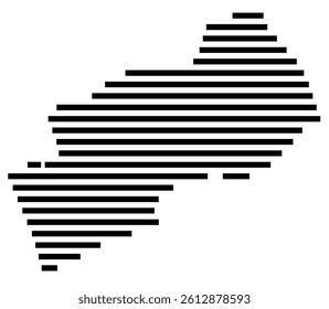 Symbol Map of the County Russell (Virginia, US) showing the County with a few black horizontal lines
