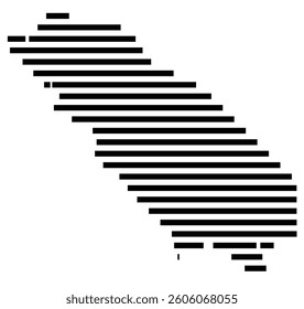 Symbol Map of the County San Benito (California) showing the County with a few black horizontal lines
