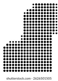 Symbol Map Of the County Sanpete (Utah, US) showing the County with a few black dots