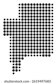 Symbol Map Of the County Schoolcraft (Michigan, US) showing the County with a few black dots