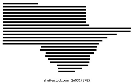 Symbol Map of the County Schuyler (Illinois) showing the County with a few black horizontal lines