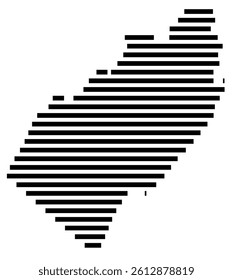 Symbol Map of the County Shenandoah (Virginia, US) showing the County with a few black horizontal lines