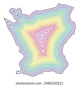 Symbol Map of the County Skane (Sweden) showing the state border buffered inside in rainbow colors