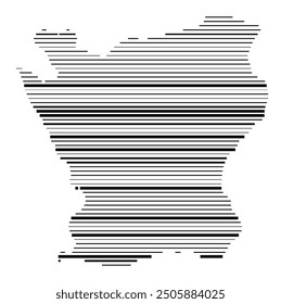 Symbol Map of the County Skane (Sweden) showing the territory with parallel black lines in different line thickness