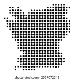 Symbol Map of the County Skane (Sweden) showing the territory with a pattern of black circles