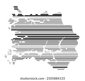 Symbol Map of the County Sogn og Fjordane (Norway) showing the territory with parallel black lines in different line thickness