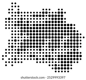 Symbol Map of the County Sogn og Fjordane (Norway) showing the territory with a pattern of black circles