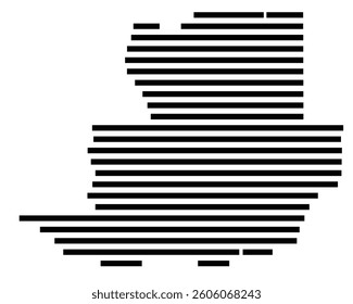 Symbol Map of the County Solano (California) showing the County with a few black horizontal lines