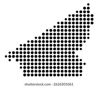 Symbol Map Of the County Southampton (Virginia, US) showing the County with a few black dots